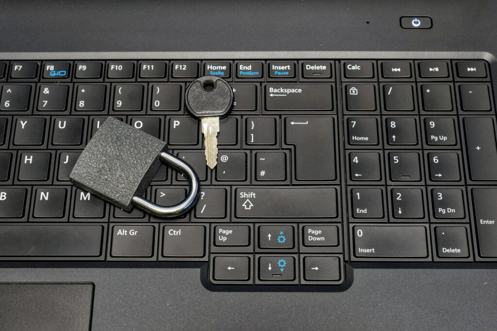 lock and key as symbol for Privacy and General Data Protection Regulation on a notebook computer